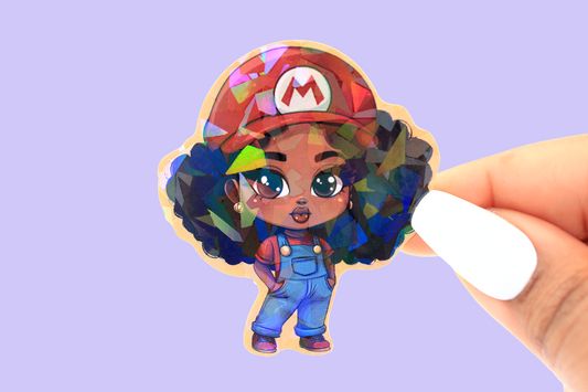 Maya the Plumber Fro Friend Glitter 2.5in Sticker