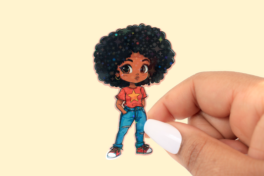 Amara Star Fro Friend Holographic 3in Sticker