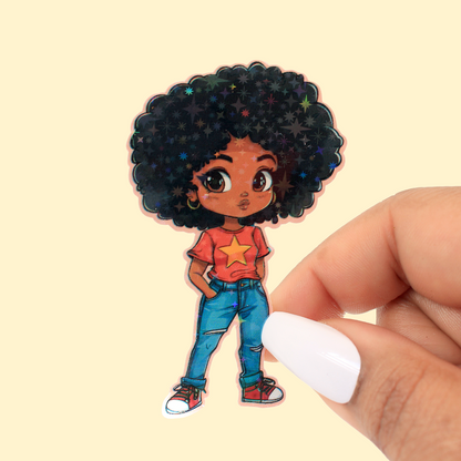 Amara Star Fro Friend Holographic 3in Sticker